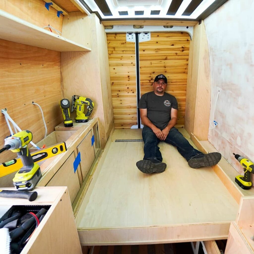 murphy bed style van conversion layout