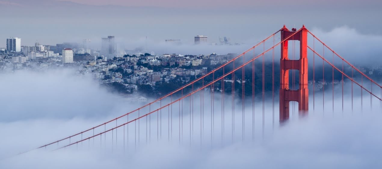 golden gate bridge with clouds in San Fran california