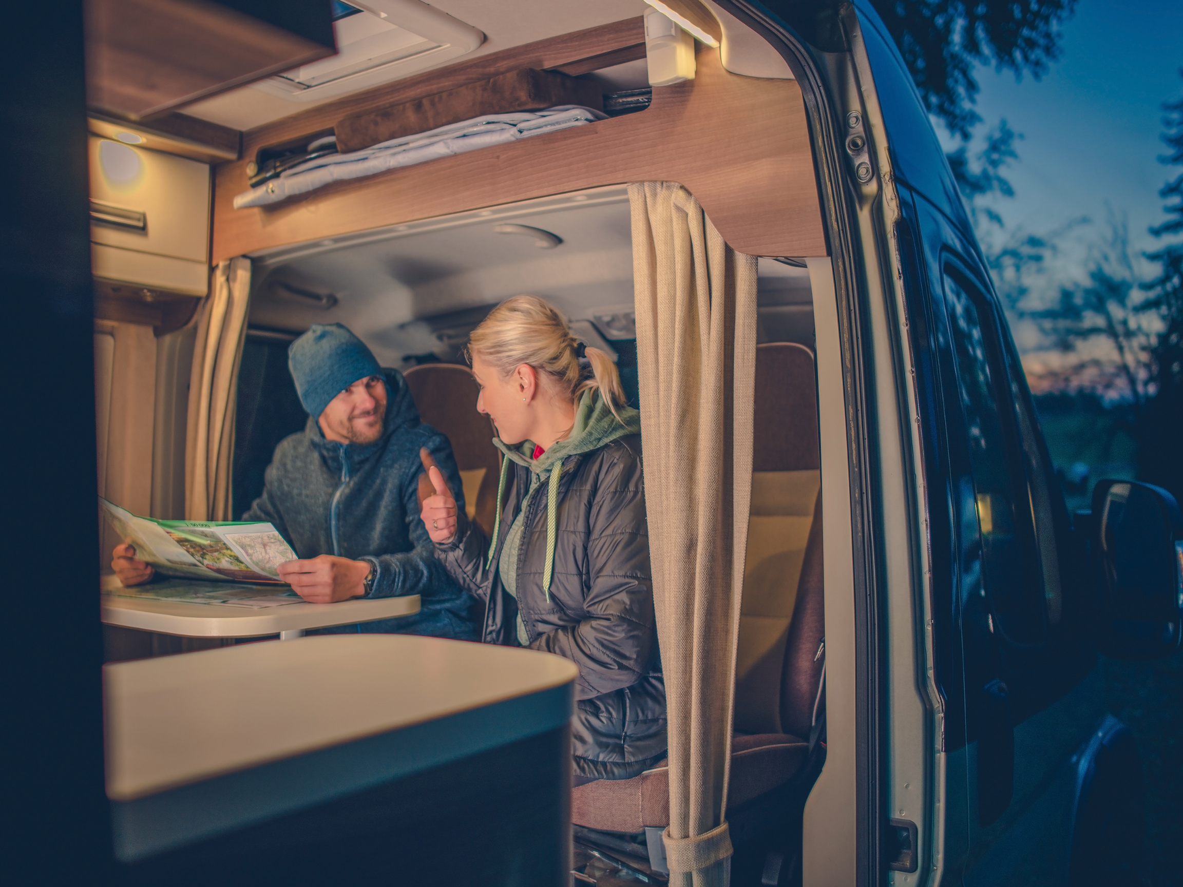 couple practices van life safety precautions for off grid camping