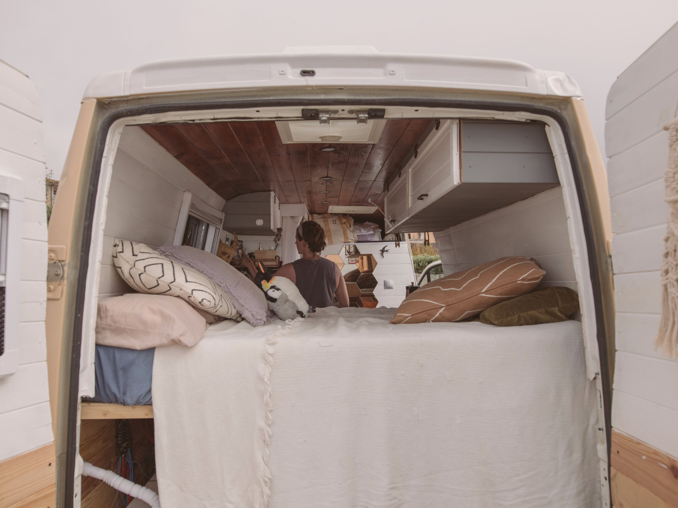 upper cabinet storage bins in conversion van