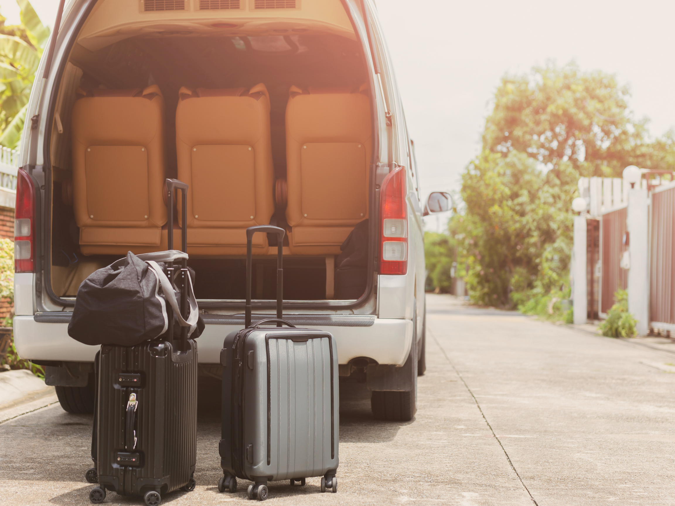 luggage behind camper van with storage ideas