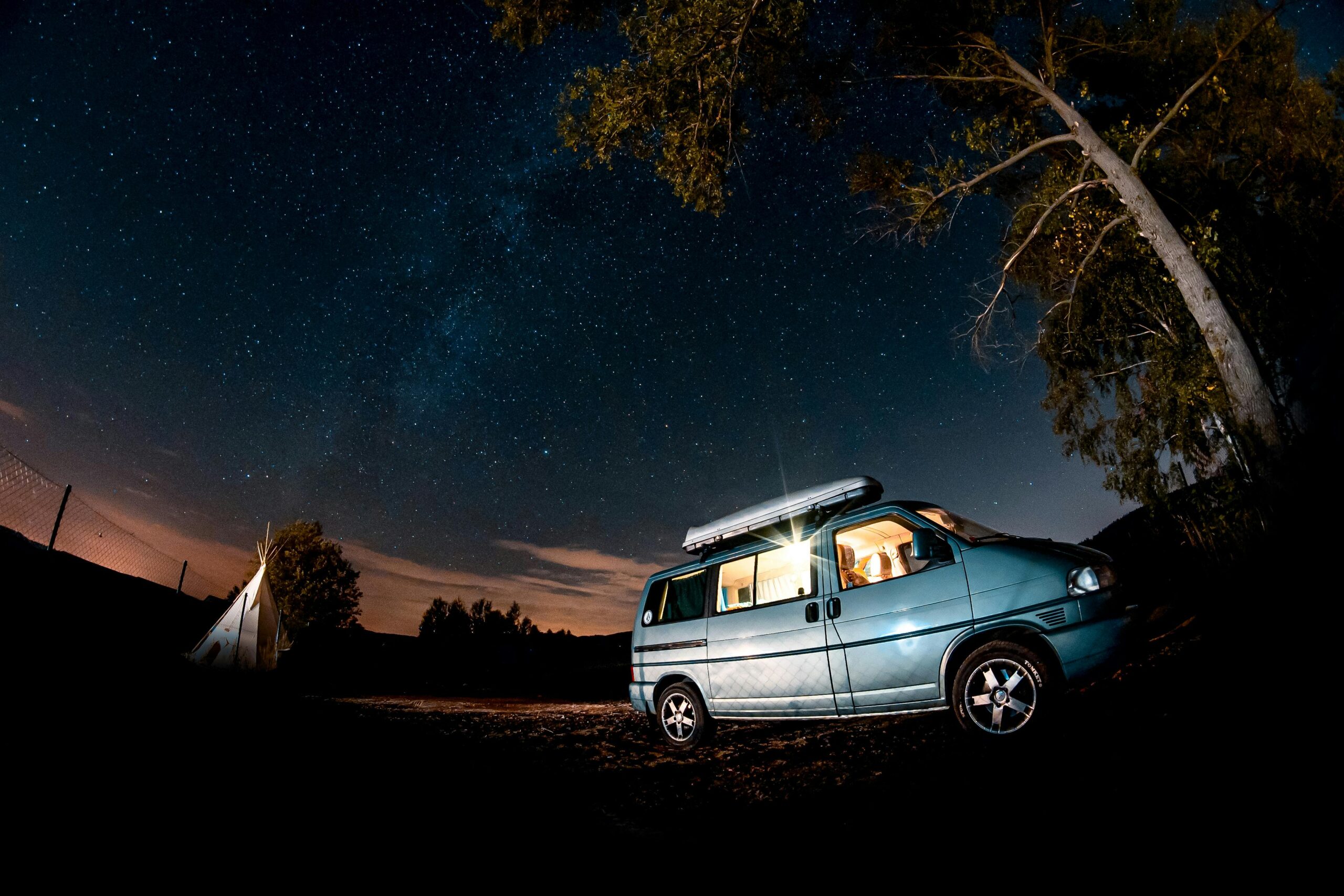 van parked for vanlife break