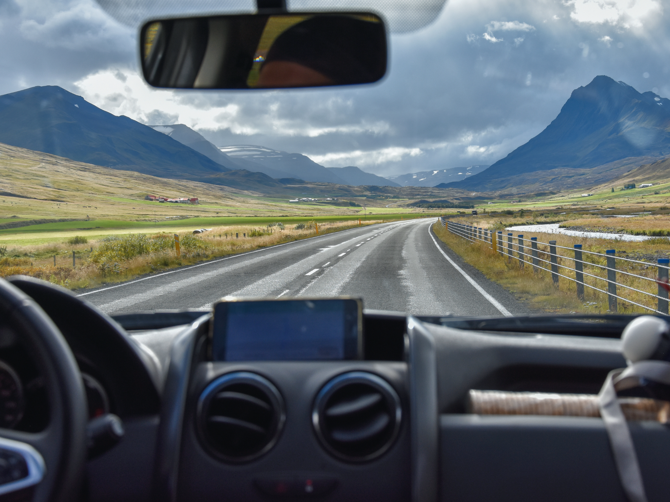 Driving on a road in Canada