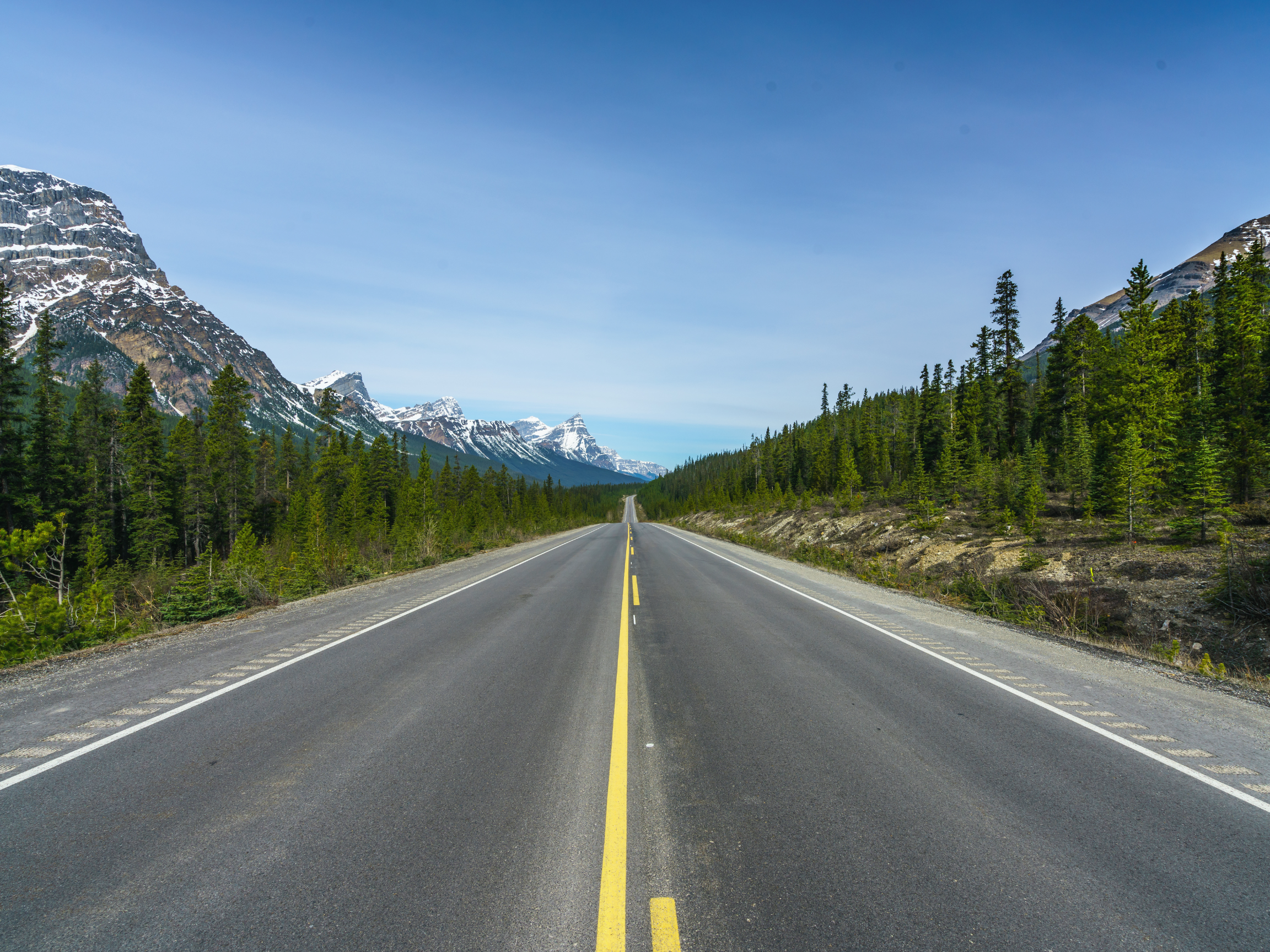 Road through mountains in Canada