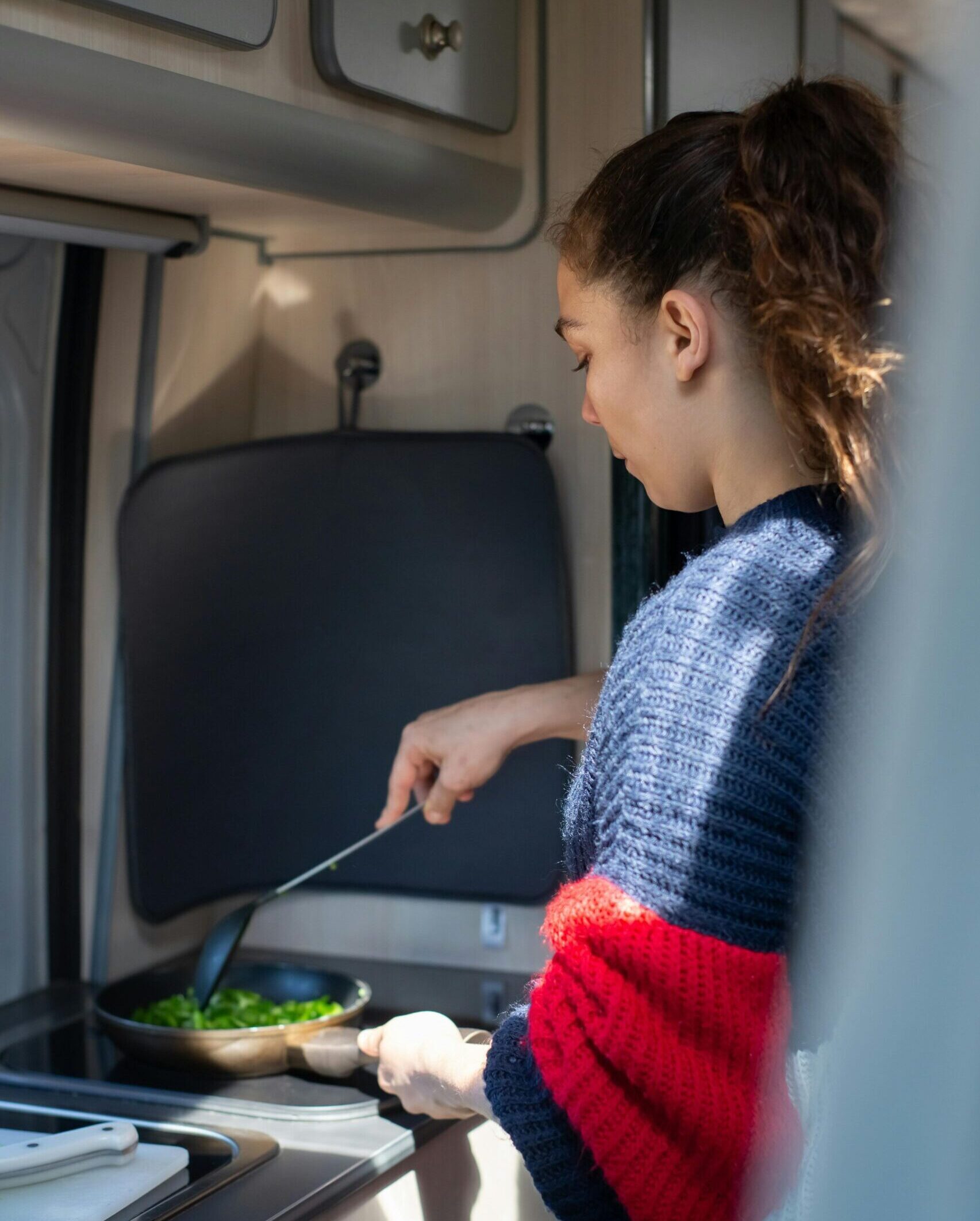 cooking dinner during road travel