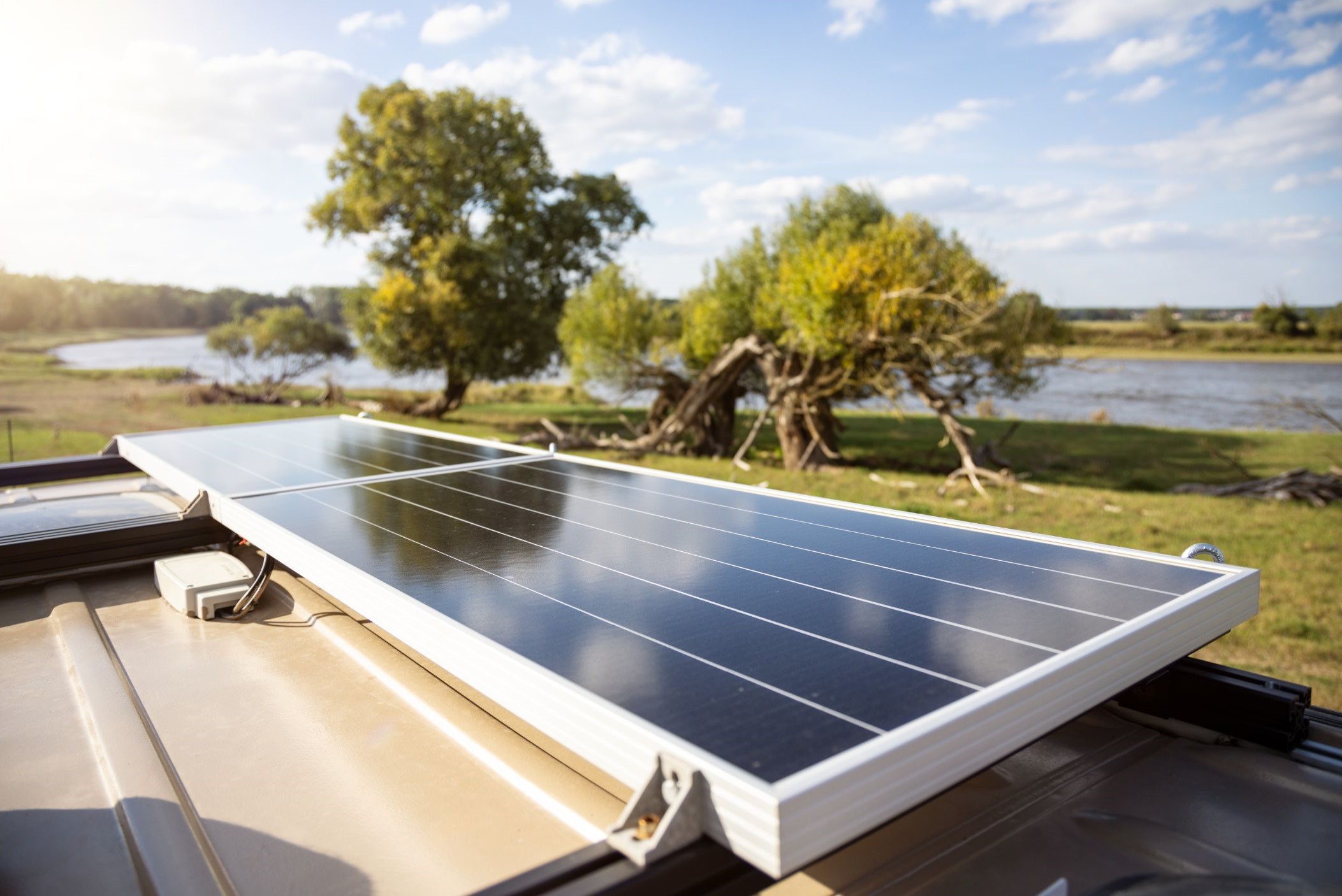 Solar panels on van